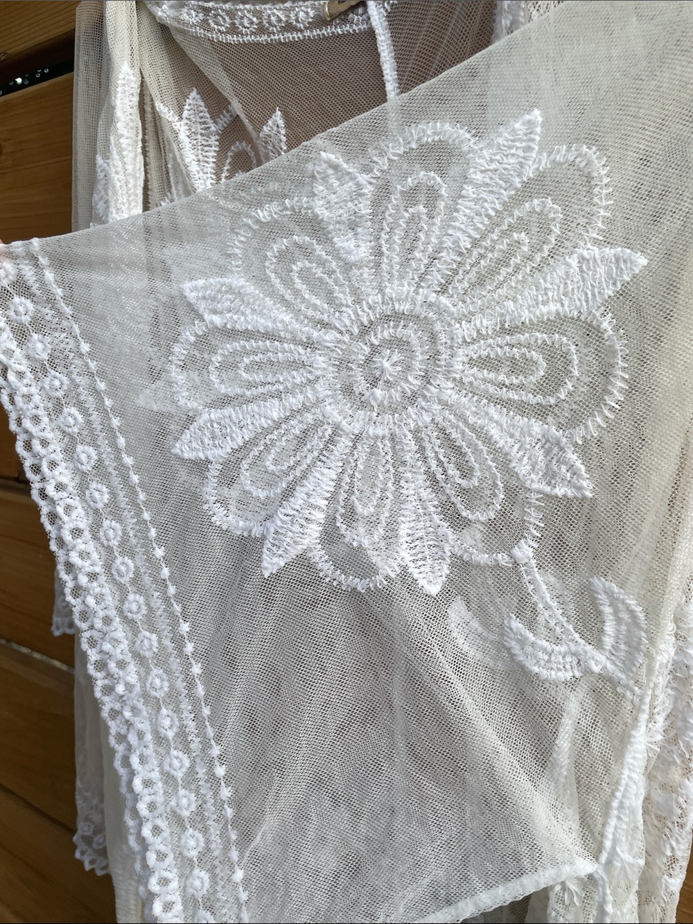 Klasiks Ivory Sheer Lace Robe - Delicate Floral Cover-Up